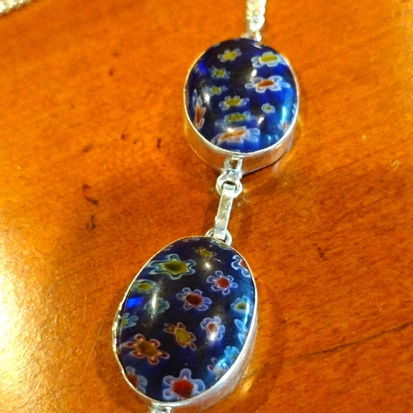 Spring and summer Millefiori (not Murano) silver necklace 18"… - Picture 15 of 17